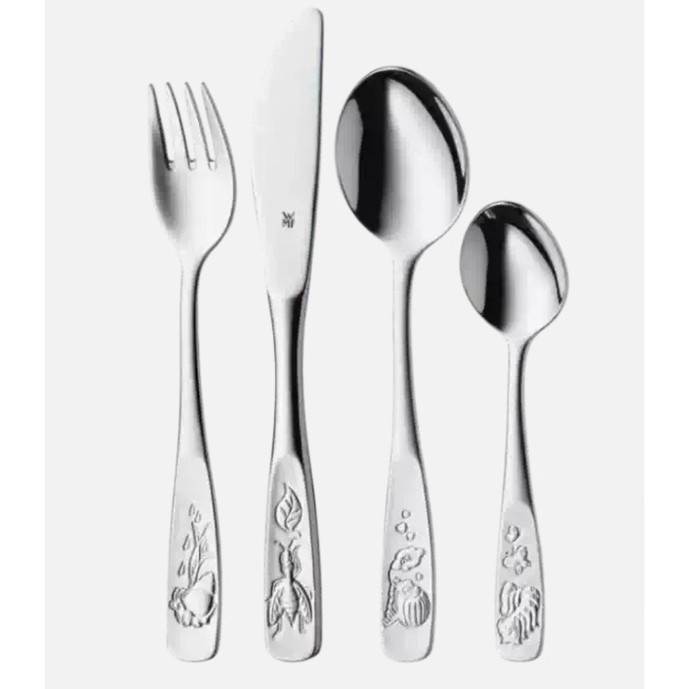 WMF Cromargan Children's Cutlery Set Bugs Snail Bee Beetle Caterpillar 4 Pc NEW
